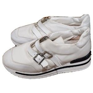 John Galliano Shoes Womens Paris Platform Sneakers Designer White Leather $450